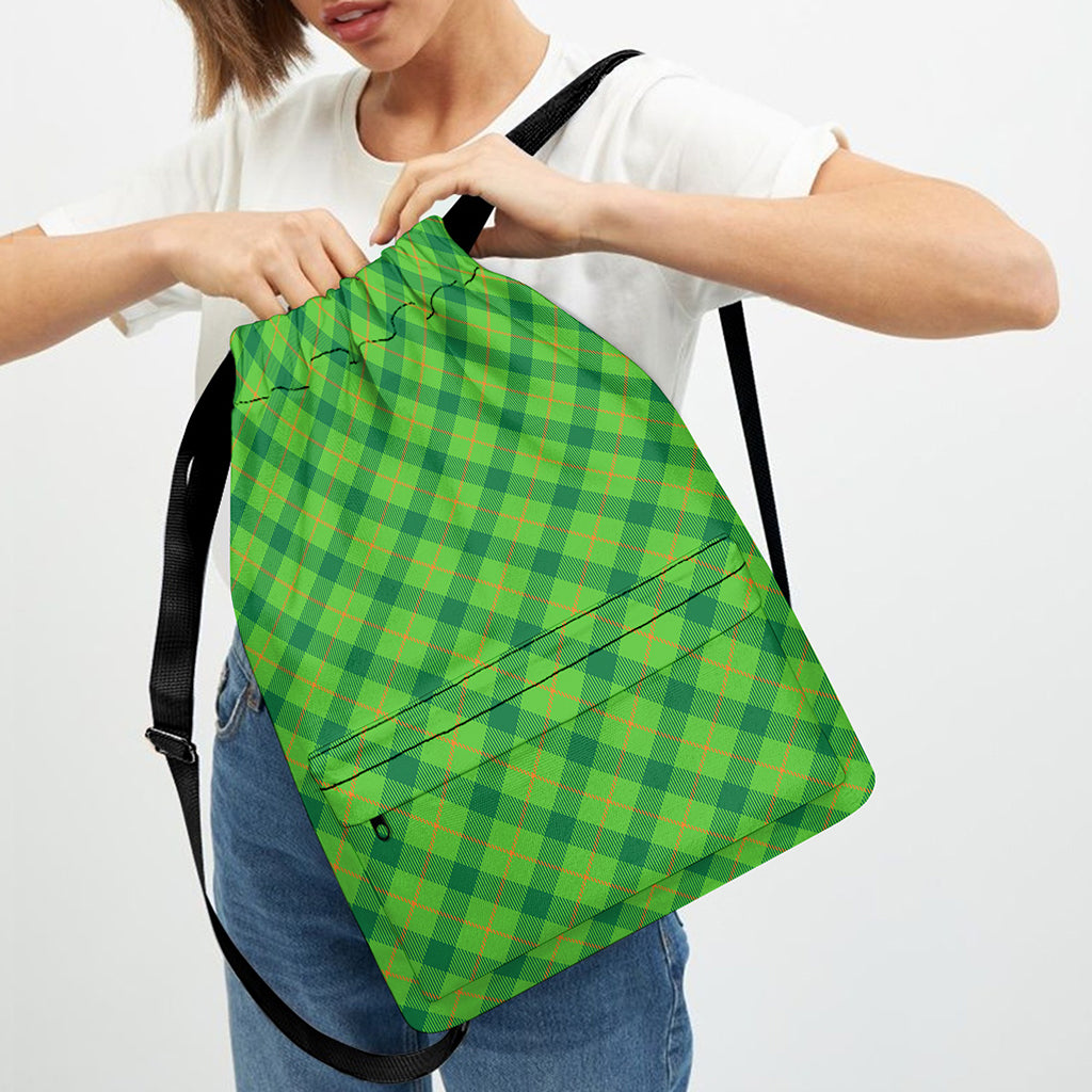 Saint Patrick's Day Scottish Plaid Print Drawstring Backpack