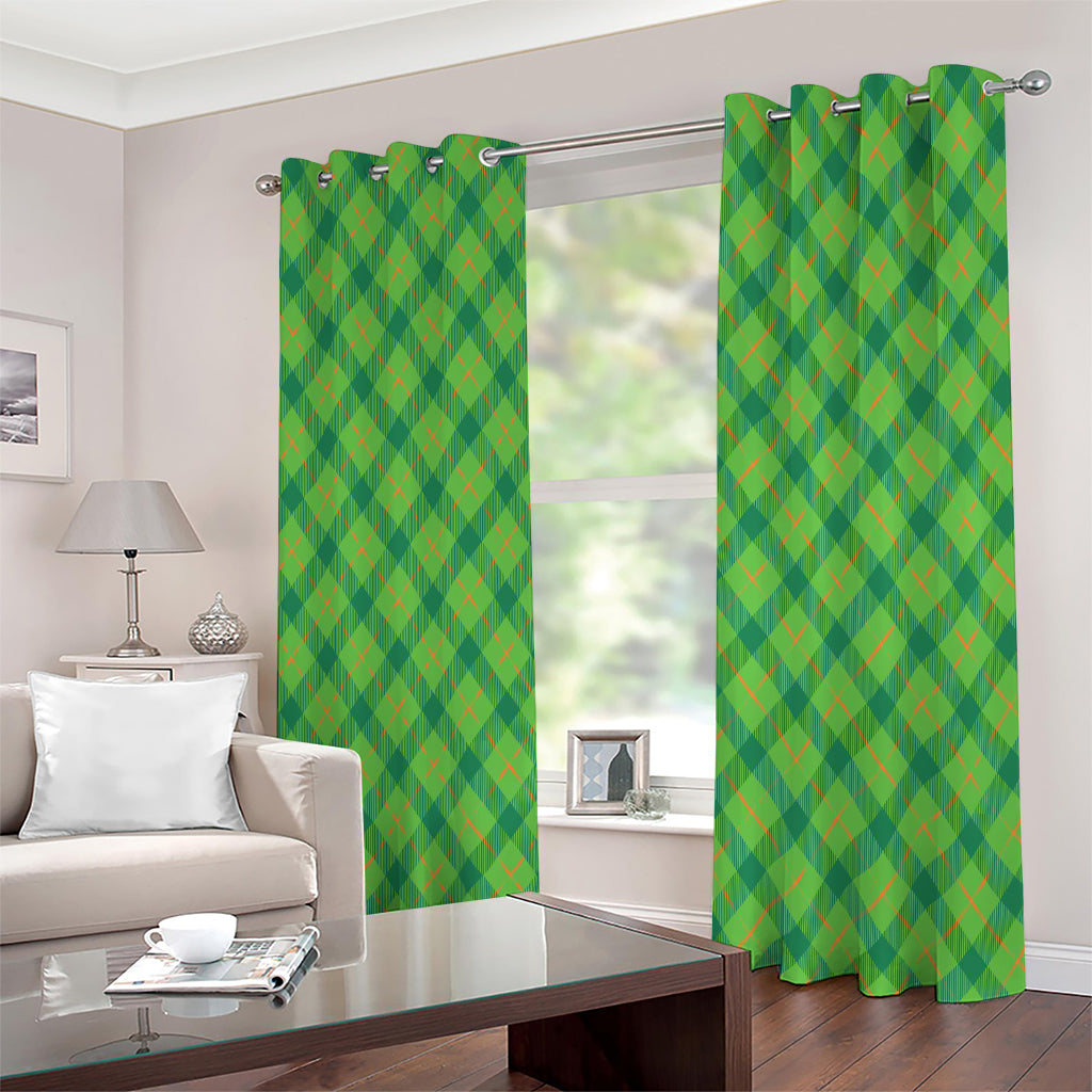 Saint Patrick's Day Scottish Plaid Print Extra Wide Grommet Curtains