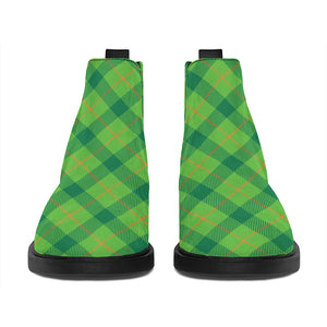 Saint Patrick's Day Scottish Plaid Print Flat Ankle Boots