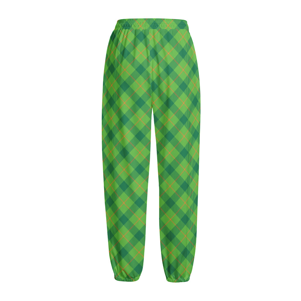 Saint Patrick's Day Scottish Plaid Print Fleece Lined Knit Pants