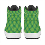 Saint Patrick's Day Scottish Plaid Print High Top Leather Sneakers