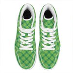 Saint Patrick's Day Scottish Plaid Print High Top Leather Sneakers