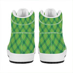 Saint Patrick's Day Scottish Plaid Print High Top Leather Sneakers