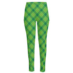 Saint Patrick's Day Scottish Plaid Print High-Waisted Pocket Leggings