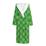 Saint Patrick's Day Scottish Plaid Print Hooded Bathrobe