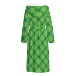 Saint Patrick's Day Scottish Plaid Print Hooded Bathrobe