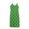 Saint Patrick's Day Scottish Plaid Print Jersey Midi Cami Dress