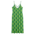 Saint Patrick's Day Scottish Plaid Print Jersey Midi Cami Dress