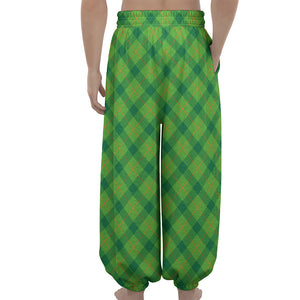 Saint Patrick's Day Scottish Plaid Print Lantern Pants