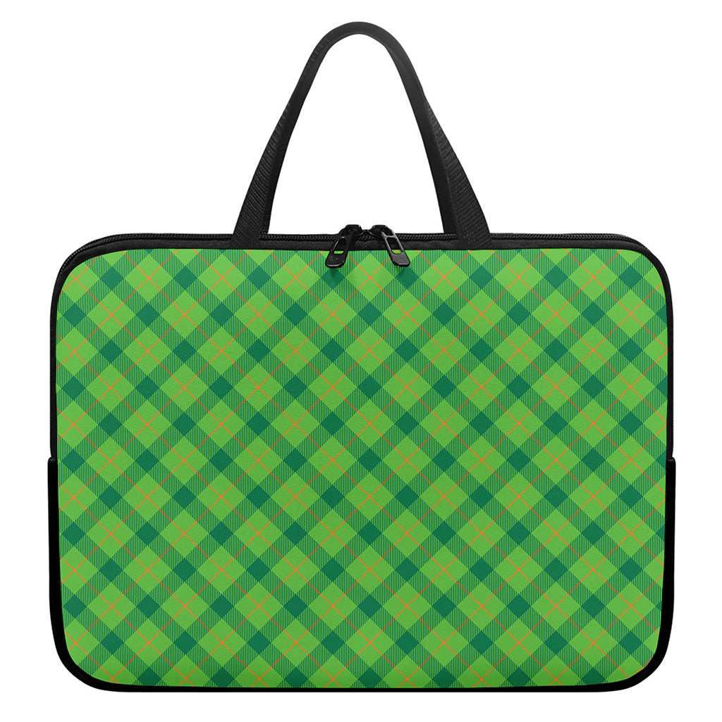 Saint Patrick's Day Scottish Plaid Print Laptop Sleeve With Handle
