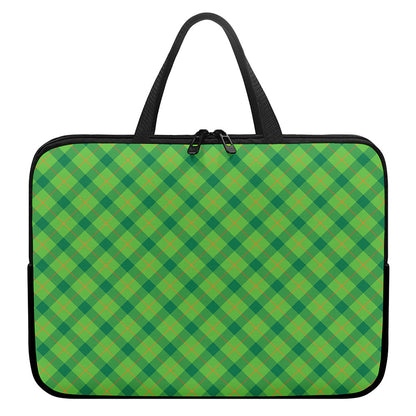 Saint Patrick's Day Scottish Plaid Print Laptop Sleeve With Handle