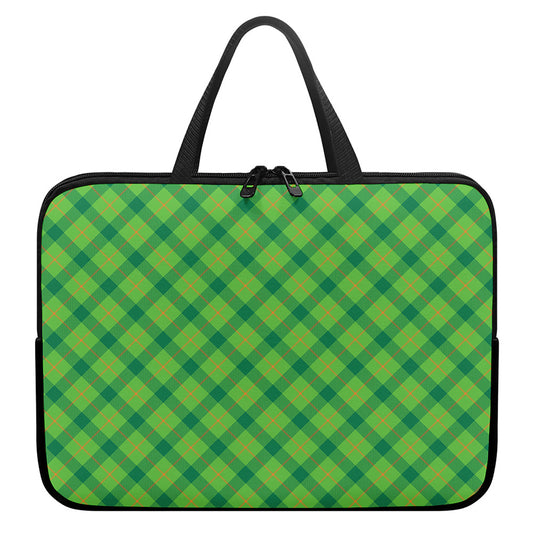 Saint Patrick's Day Scottish Plaid Print Laptop Sleeve With Handle