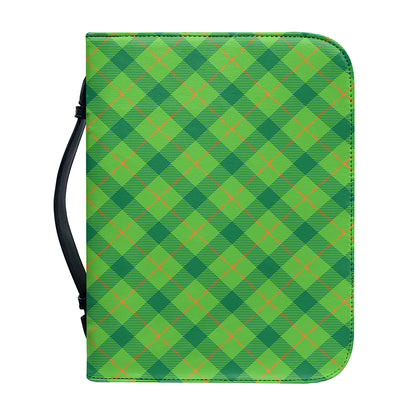 Saint Patrick's Day Scottish Plaid Print Leather Bible Cover