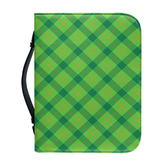 Saint Patrick's Day Scottish Plaid Print Leather Bible Cover