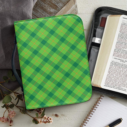 Saint Patrick's Day Scottish Plaid Print Leather Bible Cover