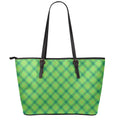 Saint Patrick's Day Scottish Plaid Print Leather Tote Bag With Zipper