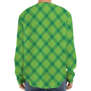 Saint Patrick's Day Scottish Plaid Print Long Sleeve Baseball Jersey