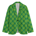 Saint Patrick's Day Scottish Plaid Print Men's Cotton Blazer