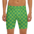Saint Patrick's Day Scottish Plaid Print Men's Long Boxer Briefs