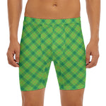 Saint Patrick's Day Scottish Plaid Print Men's Long Boxer Briefs