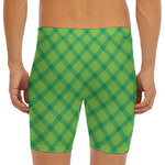 Saint Patrick's Day Scottish Plaid Print Men's Long Boxer Briefs