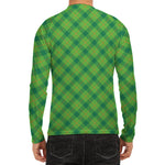 Saint Patrick's Day Scottish Plaid Print Men's Long Sleeve Rash Guard