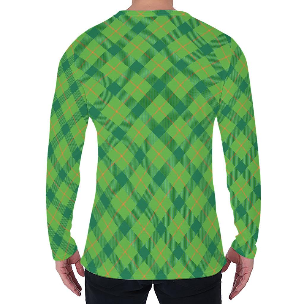 Saint Patrick's Day Scottish Plaid Print Men's Long Sleeve T-Shirt