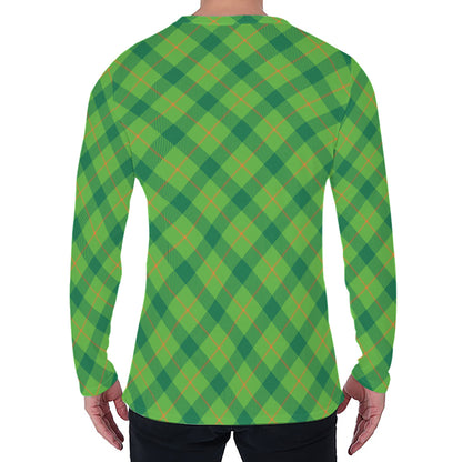 Saint Patrick's Day Scottish Plaid Print Men's Long Sleeve T-Shirt