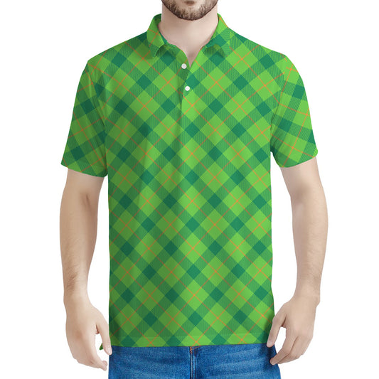 Saint Patrick's Day Scottish Plaid Print Men's Polo Shirt