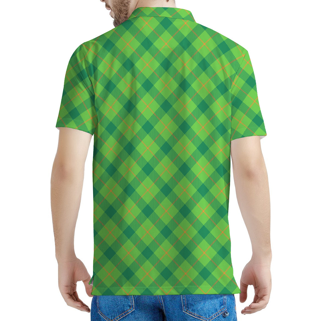 Saint Patrick's Day Scottish Plaid Print Men's Polo Shirt