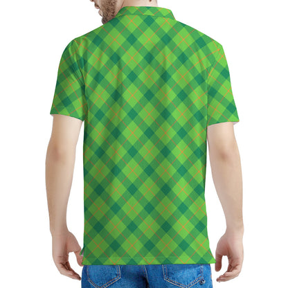Saint Patrick's Day Scottish Plaid Print Men's Polo Shirt