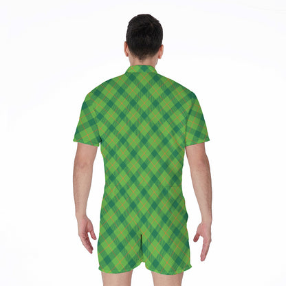 Saint Patrick's Day Scottish Plaid Print Men's Rompers