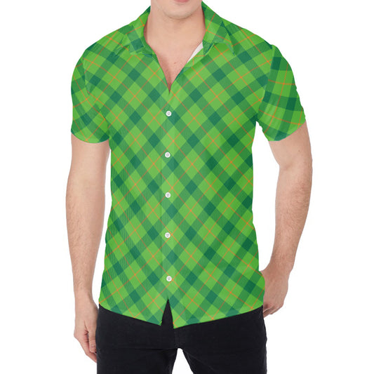 Saint Patrick's Day Scottish Plaid Print Men's Shirt