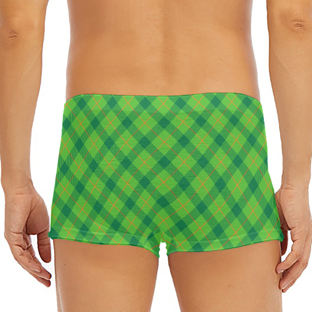 Saint Patrick's Day Scottish Plaid Print Men's Short Boxer Briefs