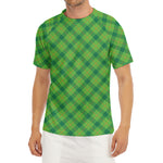 Saint Patrick's Day Scottish Plaid Print Men's Short Sleeve Rash Guard