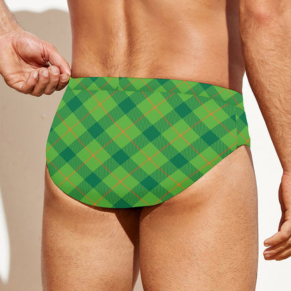 Saint Patrick's Day Scottish Plaid Print Men's Swim Briefs