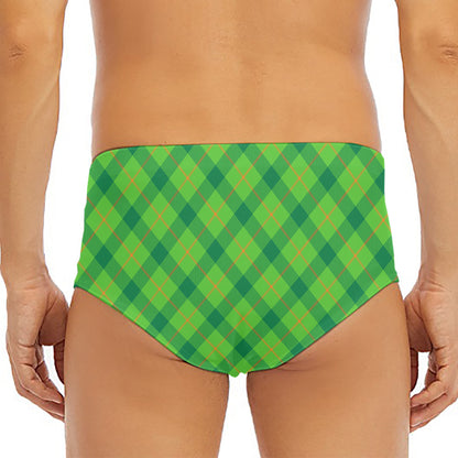 Saint Patrick's Day Scottish Plaid Print Men's Triangle Swim Briefs