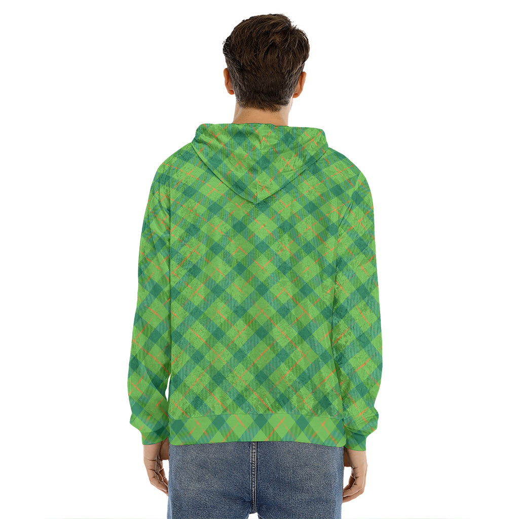 Saint Patrick's Day Scottish Plaid Print Men's Velvet Pullover Hoodie