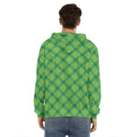 Saint Patrick's Day Scottish Plaid Print Men's Velvet Pullover Hoodie