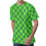 Saint Patrick's Day Scottish Plaid Print Men's Velvet T-Shirt