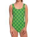 Saint Patrick's Day Scottish Plaid Print One Piece Swimsuit