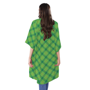 Saint Patrick's Day Scottish Plaid Print Open Front Beach Cover Up