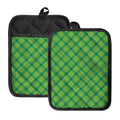Saint Patrick's Day Scottish Plaid Print Pot Holders With Pocket