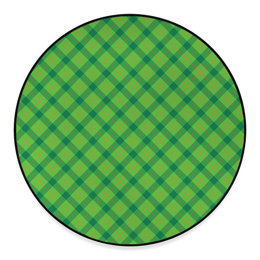 Saint Patrick's Day Scottish Plaid Print Round Floor Mat
