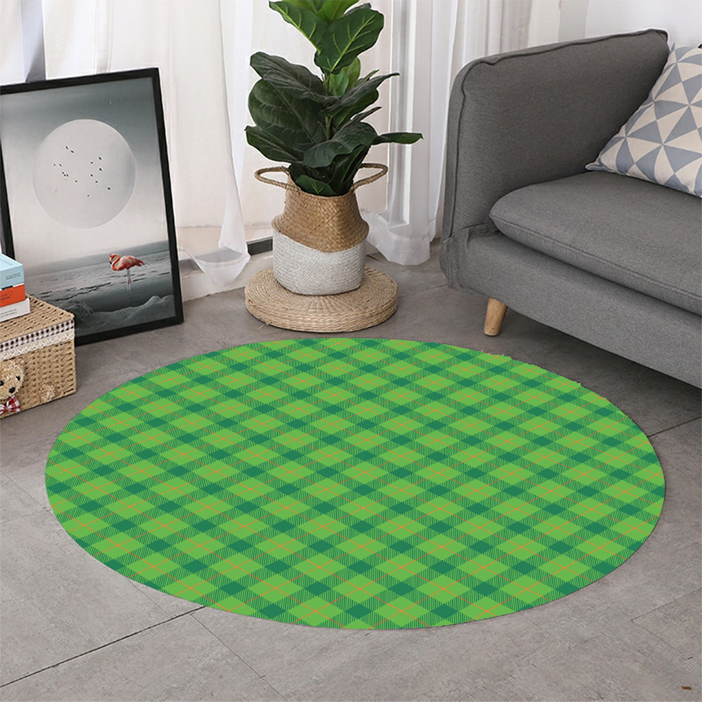 Saint Patrick's Day Scottish Plaid Print Round Rug