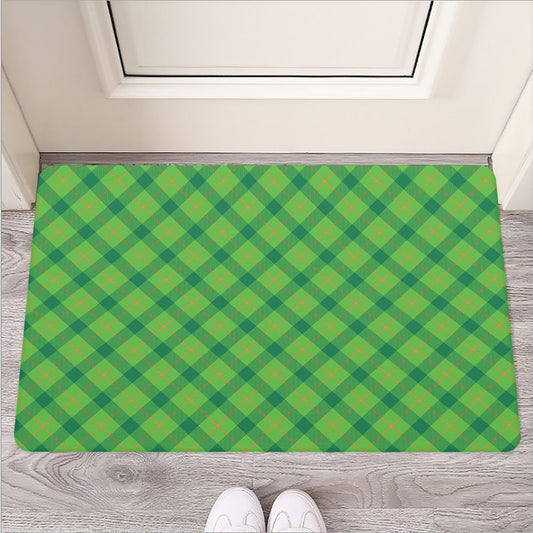 Saint Patrick's Day Scottish Plaid Print Rubber Doormat
