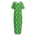 Saint Patrick's Day Scottish Plaid Print Short Sleeve Long Nightdress