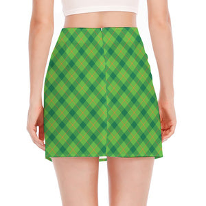 Saint Patrick's Day Scottish Plaid Print Side Slit Mini Skirt