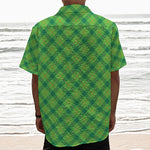 Saint Patrick's Day Scottish Plaid Print Textured Short Sleeve Shirt