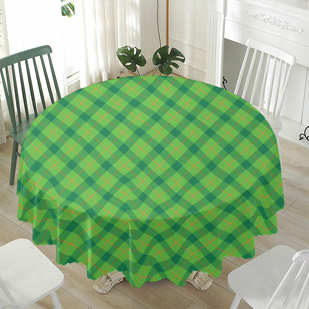 Saint Patrick's Day Scottish Plaid Print Waterproof Round Tablecloth